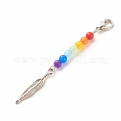 Chakra Theme Natural & Dyed Malaysia Jade Beaded Pendant Decorations&nbsp;HJEW-JM00641-01