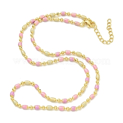Brass Enamel Column Link Chain Necklaces&nbsp;NJEW-H039-09A-02G