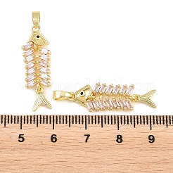 Brass Pink Cubic Zirconia Pendants&nbsp;KK-E800-05A-G