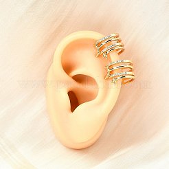 Brass Micro Pave Clear Cubic Zirconia Cuff Earrings&nbsp;EJEW-F370-34G