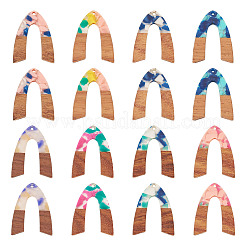 16Pcs 8 Colors Resin and Walnut Pendants&nbsp;FIND-TA0006-36B