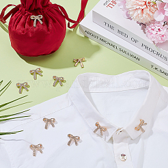 10Pcs Bowknot Shape Alloy Rhinestone Brooches for Backpack Clothes&nbsp;JEWB-PH0001-40