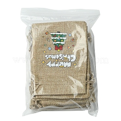 12Pcs 12 Styles Christmas Printed Burlap Packing Pouches Drawstring Bags&nbsp;ABAG-FS0001-03A