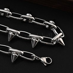 304 Stainless Steel Spike Link Chain Necklaces for Women Men&nbsp;NJEW-A043-02P