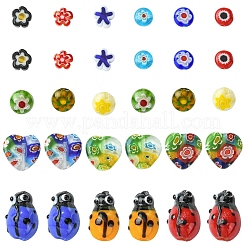 50Pcs 5 Styles Handmade Millefiori Lampwork Beads&nbsp;LAMP-YW0001-93