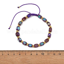 Adjustable Dyed Natural Imperial Jasper Cuboid Braided Bead Bracelets&nbsp;BJEW-JB14247