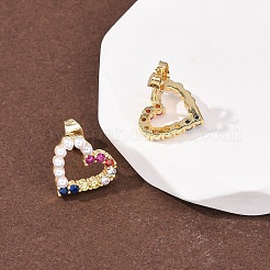 Hollow Heart Brass Micro Pave Cubic Zirconia Stud Earrings&nbsp;EJEW-A152-05G