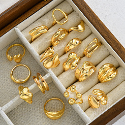 Alloy Mixed Shapes Cuff Open Rings Sets for Women&nbsp;WG69060-01