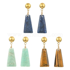 Dyed Natural Lapis Lazuli & Natural Amazonite & Natural Tiger Eye Dangle Stud Earrings&nbsp;EJEW-JE07032