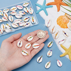 40Pcs Natural Cowrie Shell Pendants&nbsp;PALLOY-UN00022