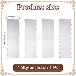 4Pcs 4 Styles Cake Cream Stainless Steel Scraper&nbsp;AJEW-AR0005-76