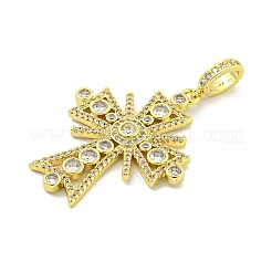 Rack Plating Brass Micro Pave Clear Cubic Zirconia Pendants&nbsp;KK-B091-24G