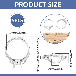 5Pcs Adjustable Brass Solitaire Ring Settings&nbsp;ZIRC-UN0001-19