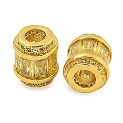 Rack Plating Brass Micro Pave Cubic Zirconia European Beads&nbsp;KK-F089-31G-06