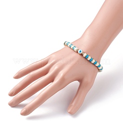Synthetic Hematite & Polymer Clay Heishi Beads Stretch Bracelet&nbsp;BJEW-JB07226-02