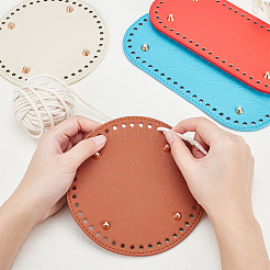 4Pcs 2 Style Oval & Flat Round PU Leather Bottom&nbsp;DIY-PH0003-55