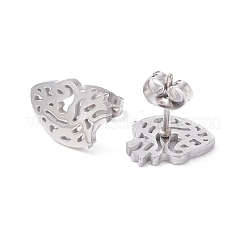 Non-Tarnish Anatomical Heart 304 Stainless Steel Stud Earrings for Women&nbsp;EJEW-Z017-07P