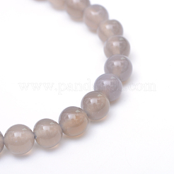 Round Natural Grey Agate Bead Strands&nbsp;X-G-R345-8mm-07