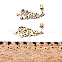 Christmas Trees Brass Micro Pave Cubic Zirconia Dangle Stud Earrings&nbsp;EJEW-C165-01G