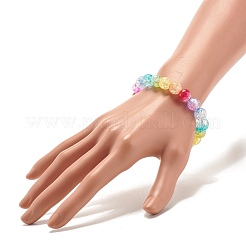 Rainbow Acrylic Round Beaded Stretch Bracelet for Women&nbsp;BJEW-JB07555
