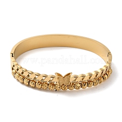 Stainless Steel 2 Lines Butterfly Hinged Bangles for Women&nbsp;BJEW-G719-21G