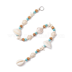 Natural Sea Shell Beads Hanging Ornaments&nbsp;HJEW-JM02985