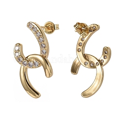 Brass Micro Pave Clear Cubic Zirconia Dangle Stud Earrings&nbsp;EJEW-F252-04G
