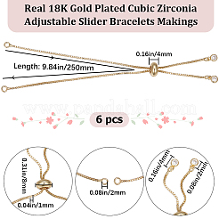 6Pcs Brass Box Chains Slider Bracelet Making with Clear Cubic Zirconia Tiny Charms&nbsp;BJEW-BBC0001-04