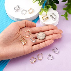 12Pcs 6 Style Brass Micro Pave Cubic Zirconia Hoop Earring Findings&nbsp;ZIRC-PJ0001-06