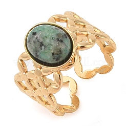 Oval Natural Mixed Stone Finger Rings&nbsp;RJEW-Z057-13G
