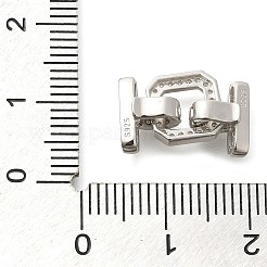 925 Sterling Silver Micro Pave Clear Cubic Zirconia Fold Over Clasps&nbsp;STER-U006-04P