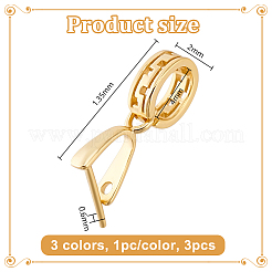 3Pcs 3 Colors Rhodium Plated Sterling Silver Ice Pick Pinch Bails&nbsp;STER-OC0001-02