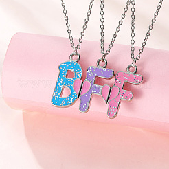 3Pcs 3 Colors Zinc Alloy Enamel Magnetic BFF Pendant Necklaces for Friend&nbsp;FS-WG36493-01