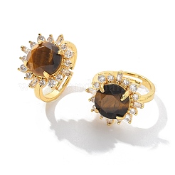 Sunflower Natural Tiger Eye Finger Rings&nbsp;RJEW-B113-03G-04