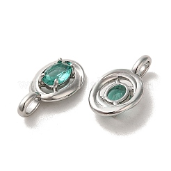 Brass Micro Pave Dark Cyan Cubic Zirconia Pendants&nbsp;KK-H461-02P