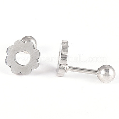 Tarnish Resistant 201 Stainless Steel Flower Barbell Cartilage Earrings&nbsp;LS-EJEW-R147-07