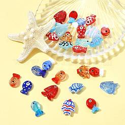 14Pcs 14 Styles Painted Glass Beads&nbsp;LAMP-FS0001-65