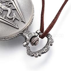 Carved Alloy Flat Round Pendant Necklace Quartz Pocket Watches&nbsp;WACH-P006-08