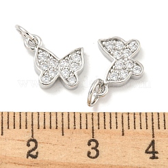 Rack Plating Brass Micro Pave Clear Cubic Zirconia Pendants&nbsp;KK-B093-13B-P