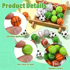 35Pcs 7 Colors All Kinds of Sports Balls Silicone Beads&nbsp;SIL-YW0002-28
