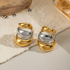 304 Stainless Steel Two Tone Triple Stud Earrings&nbsp;UN2842