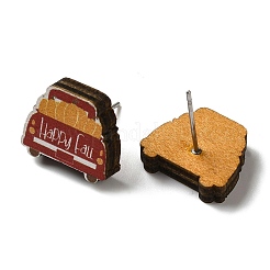 Wood Stud Earrings&nbsp;EJEW-Z054-01J