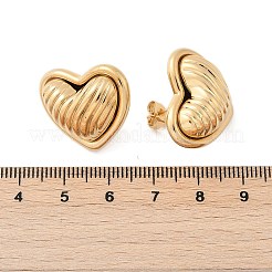304 Stainless Steel Two Tone Heart Stud Earrings&nbsp;EJEW-M073-09G
