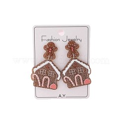 Christmas House Acrylic Dangle Stud Earrings with Glitter Powder for Women&nbsp;FS-WG63F56-01