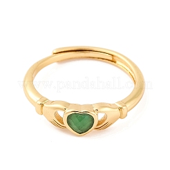 Hand with Heart Natural Mixed Stone Adjustable Rings&nbsp;RJEW-Q817-06G