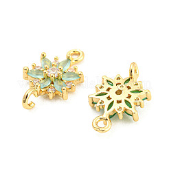 Brass Pave Glass Connector Charms&nbsp;GLAA-A006-07
