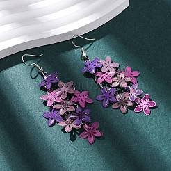 430 Stainless Steel Flower Dangle Earrings&nbsp;EJEW-A137-07P-02