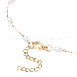 Handmade 316 Surgical Stainless Steel & Rice Plastic Pearl Link Chain Necklaces&nbsp;NJEW-JN05532