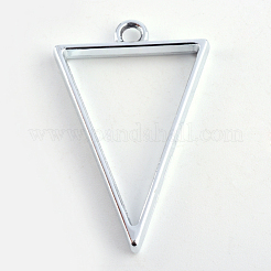 Rack Plating Alloy Triangle Open Back Bezel Pendants&nbsp;PALLOY-S047-09D-FF