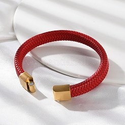 Ion Plating(IP) Braided Microfiber Leather Cord Bracelets for Men&nbsp;BJEW-Z081-06G